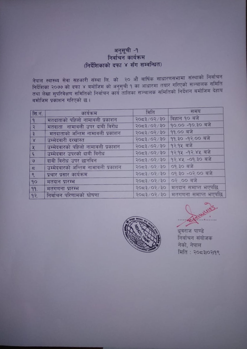 Notice regarding agm election schedule